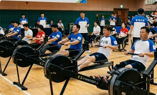 실내조정을 하는 선수들 2