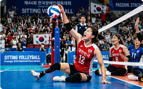 장애인체육대회를 즐기는 참가자들의 모습